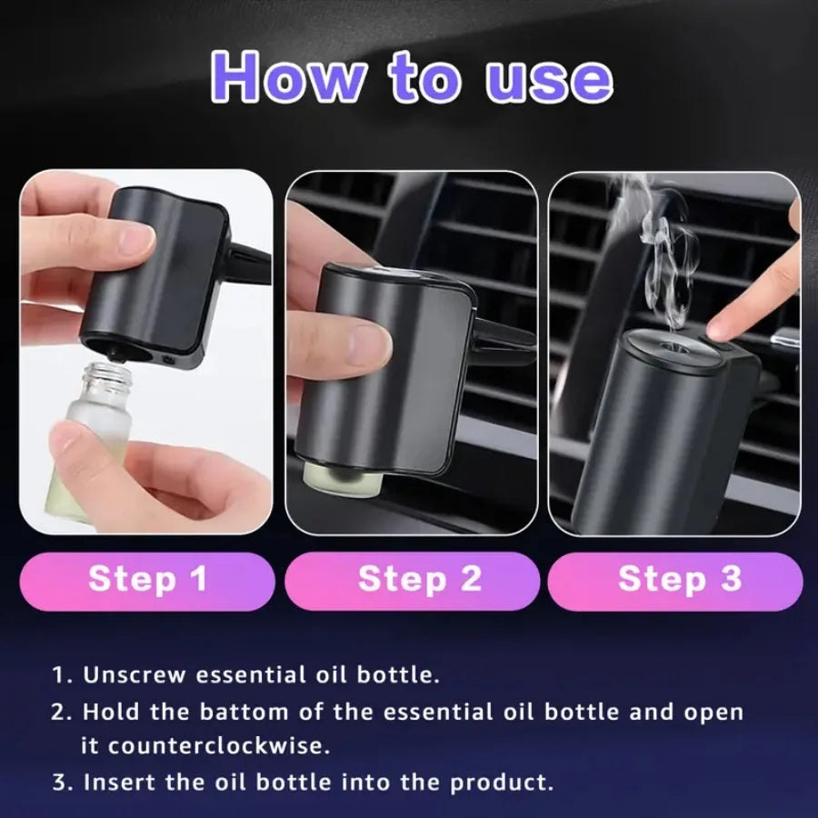 Car Air Freshener with Three Adjustable Intensity Levels, Car Aroma Diffuser, Portable- Freshener Perfume Fragrance